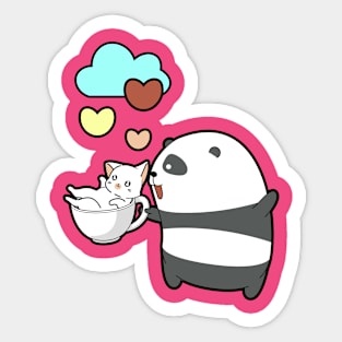 Cute Panda Cup Kitty Time Sticker